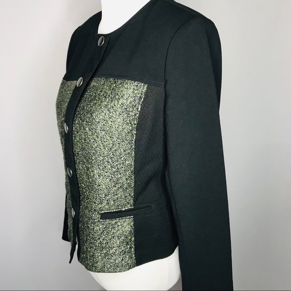 CAbi Mixed Media Black Olive Snap Moto Jacket - Picture 4 of 8